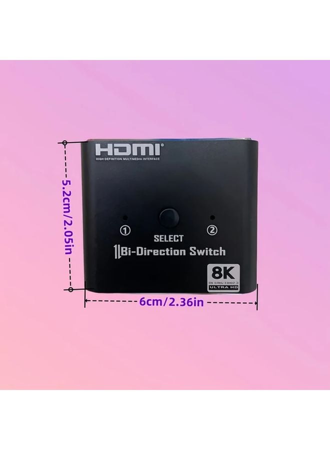 Matte Black 8K60Hz 4K144Hz HDMI 2.1 Switch 2 in 1 Out Bi Directional Switcher Compatible with PS5 Series X - Image 2